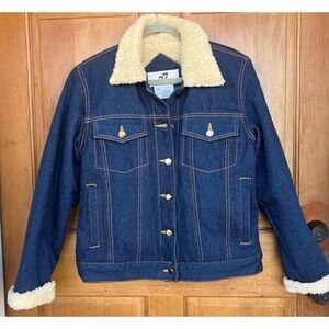 77 Seventy Seven Denim Sherpa Lined Jacket L